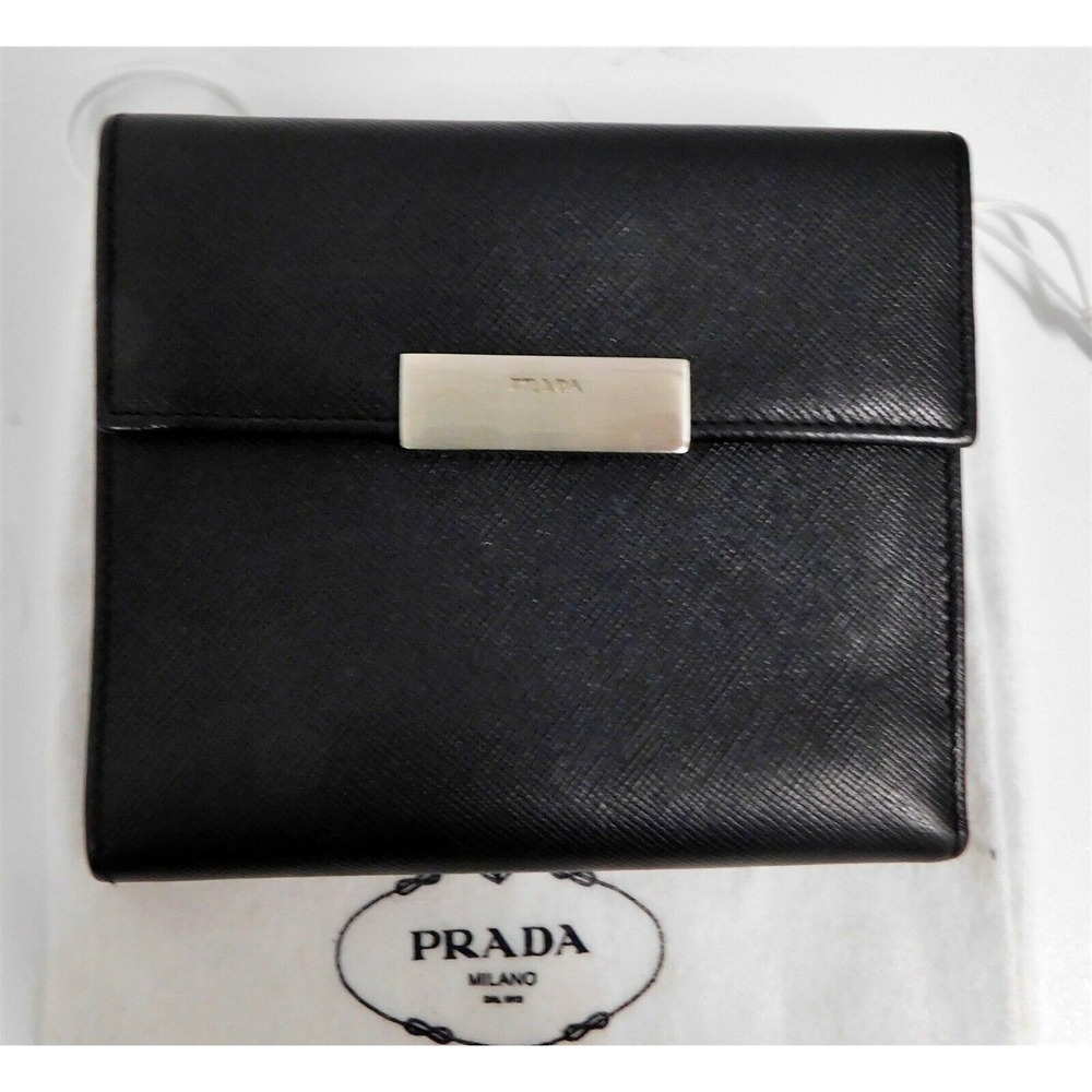 Prada Black Saffiano Leather Bifold Medium Wallet Italy